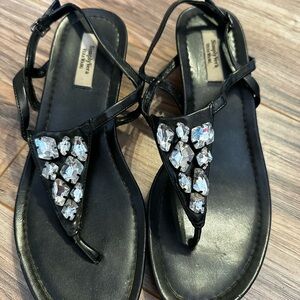 Vera Wang Black Jeweled Thong Sandals size 8